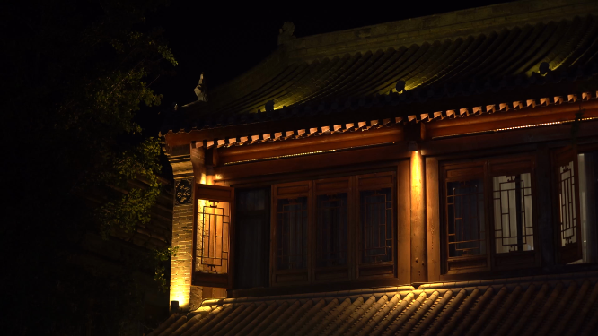 河南洛阳洛邑古城夜晚景色拍摄