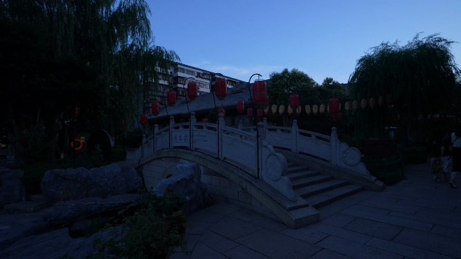 河南洛阳洛邑古城傍晚景色拍摄