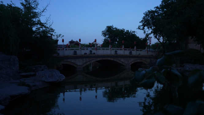 河南洛阳洛邑古城傍晚景色拍摄