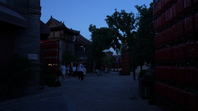 河南洛阳洛邑古城傍晚景色拍摄