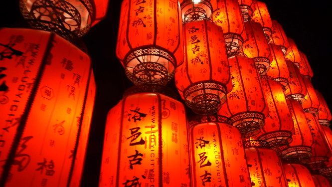 河南洛阳洛邑古城夜晚景色拍摄