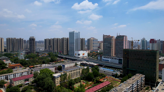 河南洛阳王城公园周围城市空镜全景航拍