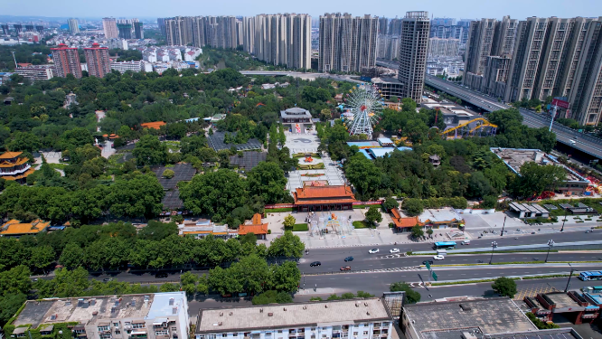 河南洛阳王城公园周围城市空镜全景航拍