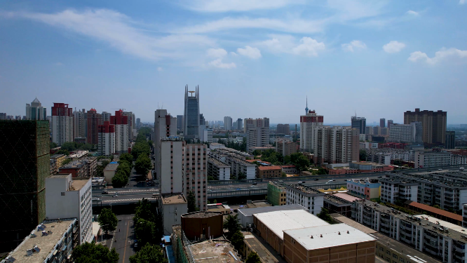 河南洛阳王城公园周围城市空镜全景航拍