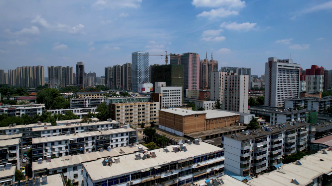 河南洛阳王城公园周围城市空镜全景航拍