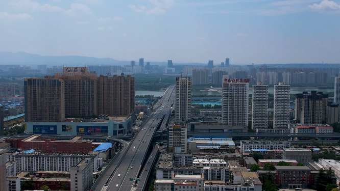 河南洛阳王城公园周围城市空镜全景航拍