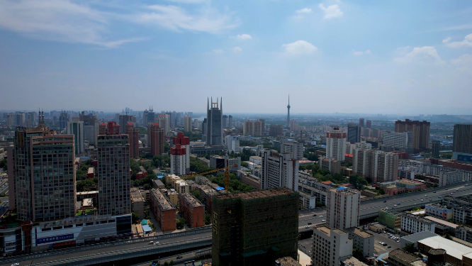 河南洛阳王城公园周围城市空镜全景航拍