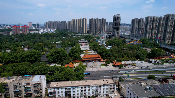 河南洛阳王城公园周围城市空镜全景航拍