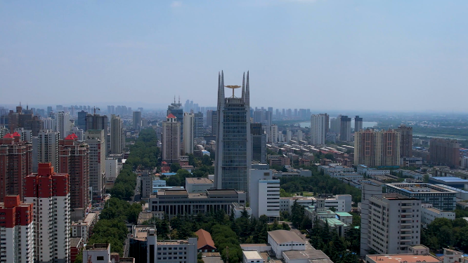 河南洛阳王城公园周围城市空镜全景航拍