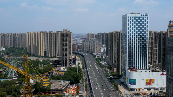 河南洛阳王城公园周围城市空镜全景航拍