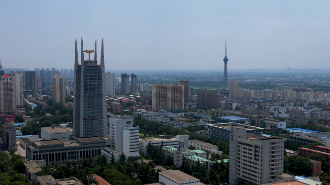 河南洛阳王城公园周围城市空镜全景航拍