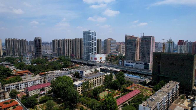 河南洛阳王城公园周围城市空镜全景航拍