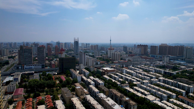 河南洛阳王城公园周围城市空镜全景航拍