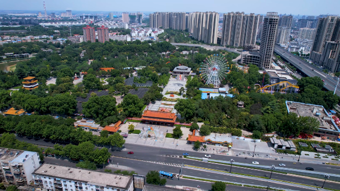 河南洛阳王城公园周围城市空镜全景航拍