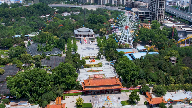 河南洛阳王城公园周围城市空镜全景航拍