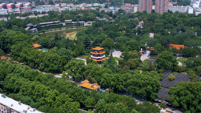 河南洛阳王城公园周围城市空镜全景航拍