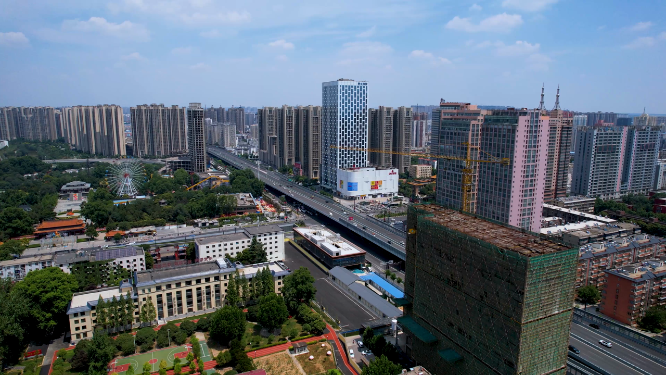 河南洛阳王城公园周围城市空镜全景航拍