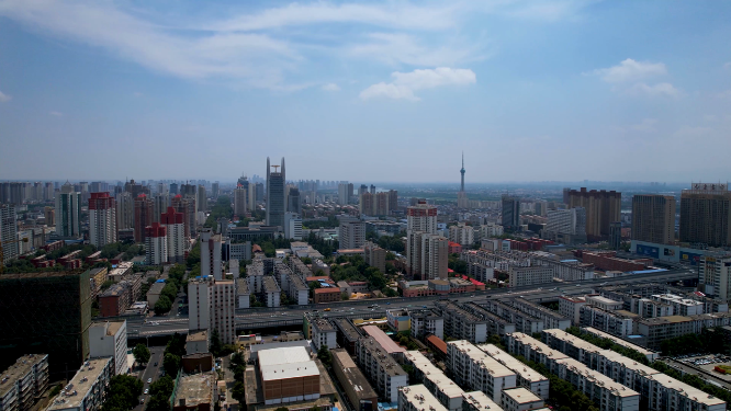 河南洛阳王城公园周围城市空镜全景航拍