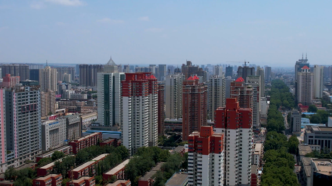 河南洛阳王城公园周围城市空镜全景航拍