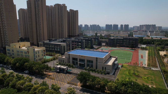 河南洛阳职业技术学院高新区第二实验学校全景航拍