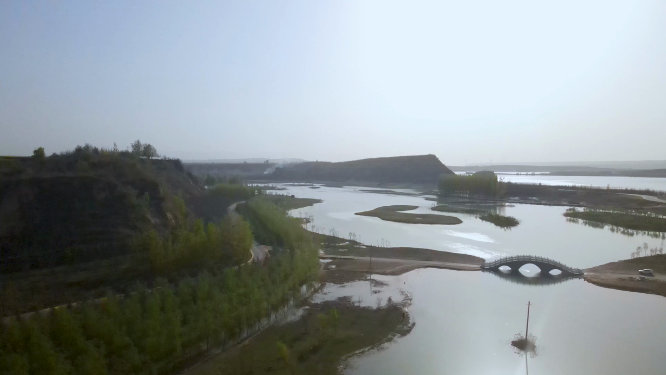 河南三门峡黄河生态廊道风景拍摄