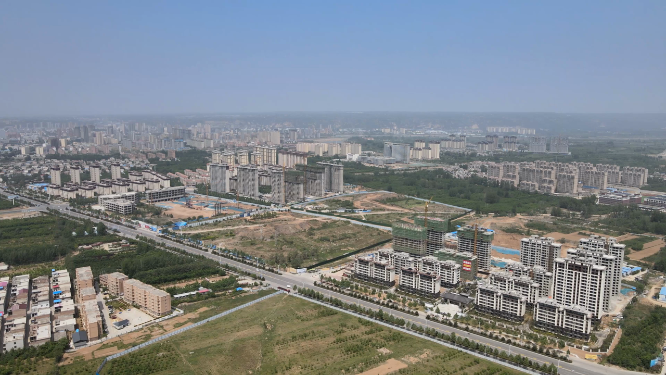 河南信阳航拍城市风光 
