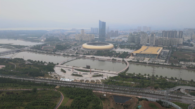 河南信阳航拍城市风光 