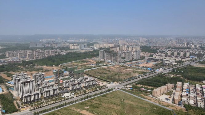 河南信阳航拍城市风光 
