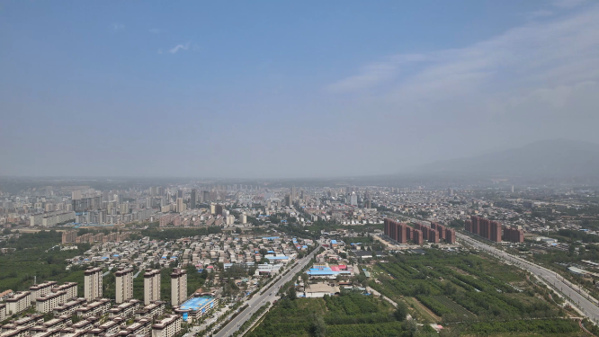 河南信阳航拍城市风光 