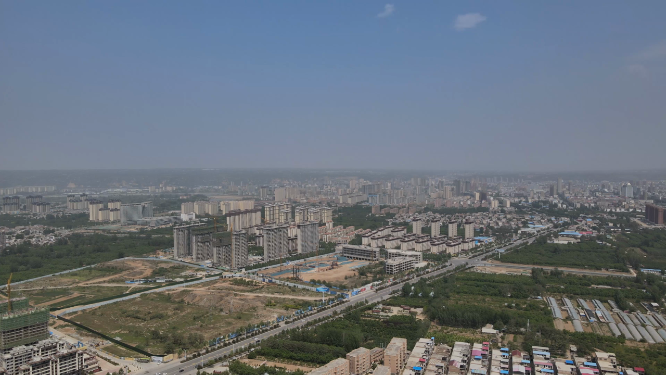 河南信阳航拍城市风光 