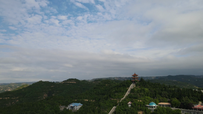 河南三门峡高阳山航拍山川植被自然风景