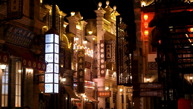河南郑州电影小镇夜景拍摄