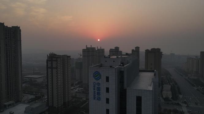 城市夕阳航拍
