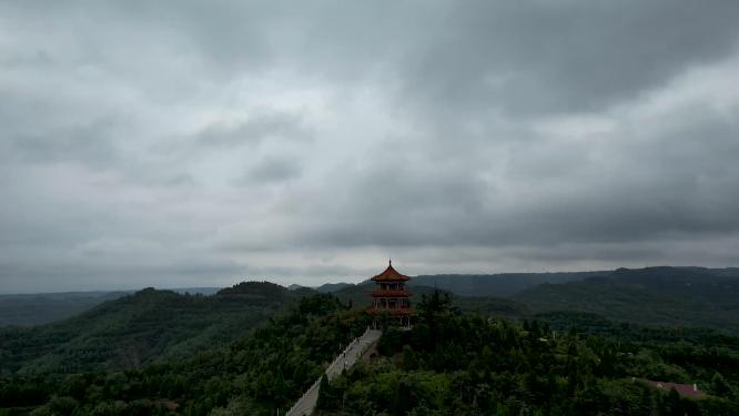 航拍山云海山川高山森林大自然阳光