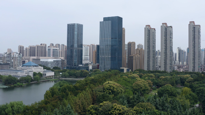 4k航拍孝感东城区建筑交通
