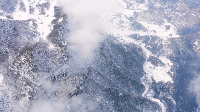 4k航拍恩施雪山雾凇风光