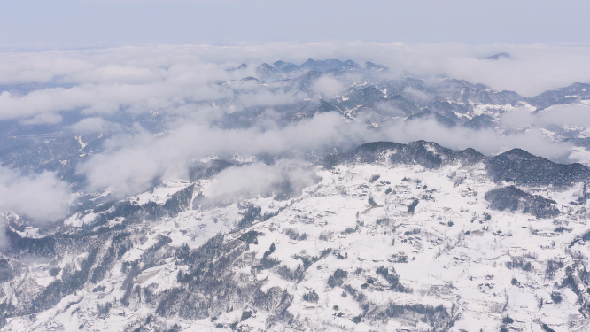 4k航拍恩施雪山雾凇风光