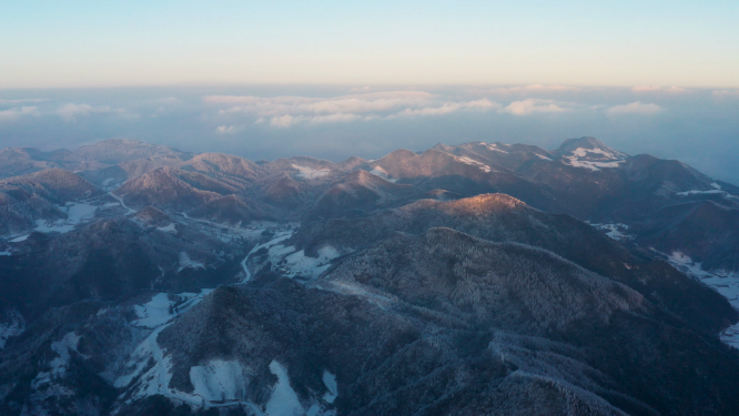 4k航拍恩施雪山雾凇风光