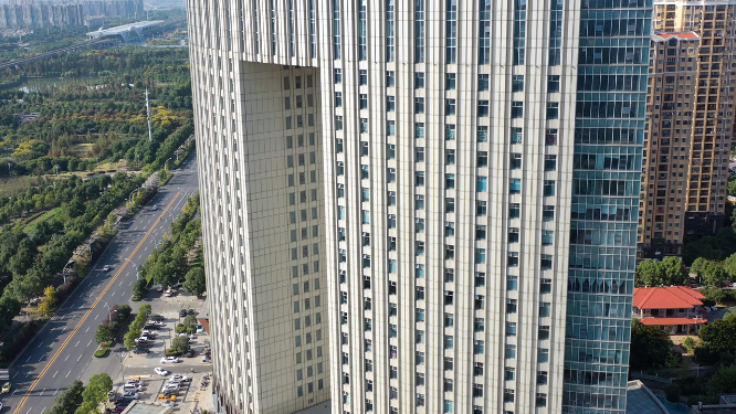 4k航拍孝感东城区建筑交通