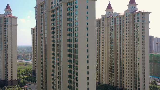 4k航拍孝感东城区建筑交通