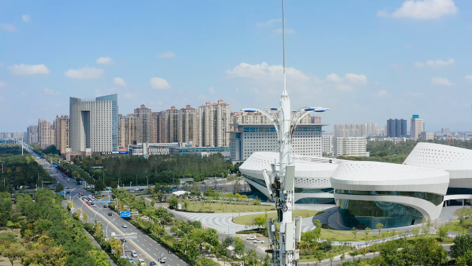 4k航拍孝感东城区建筑交通