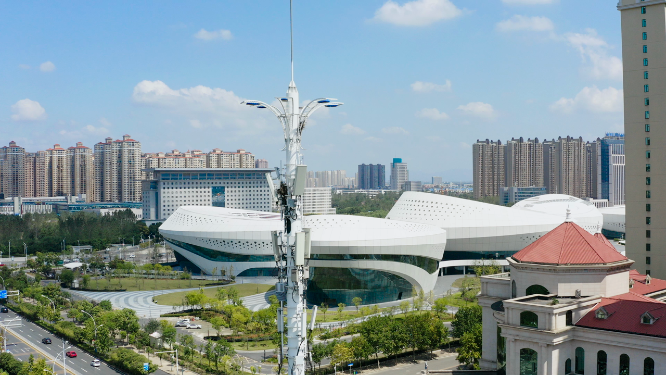 4k航拍孝感东城区建筑交通