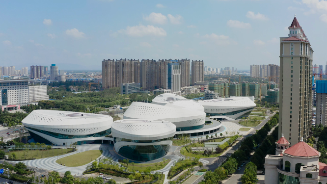 4k航拍孝感东城区建筑交通