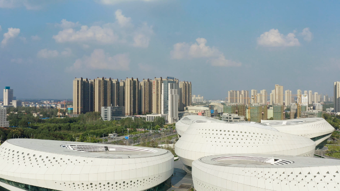 4k航拍孝感东城区建筑交通