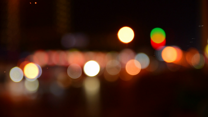 实拍超高清城市夜景人流虚化效果