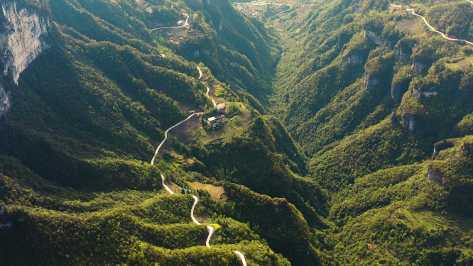 航拍峡谷山脊地形