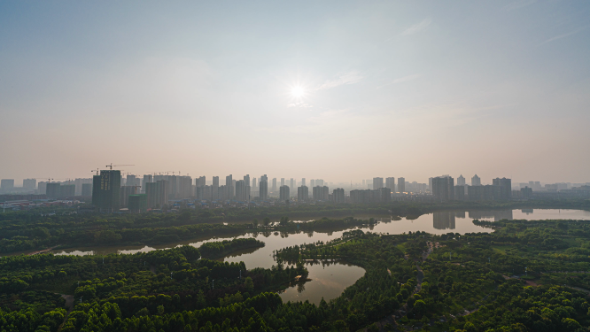 孝感城市夕阳延时