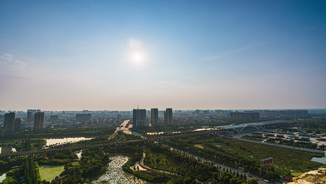 孝感城市夕阳延时