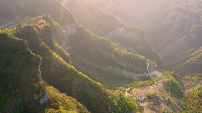 航拍峡谷山脊地形