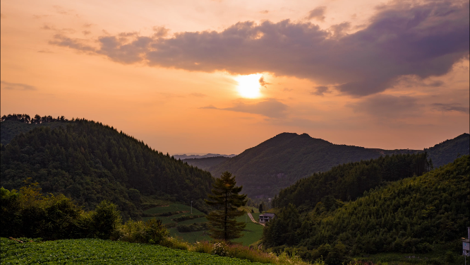 山区夕阳晚霞延时